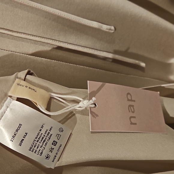 Silk Satin Slip Midi Dress (Light Beige) - NAP Loungewear - Picture 12 of 12